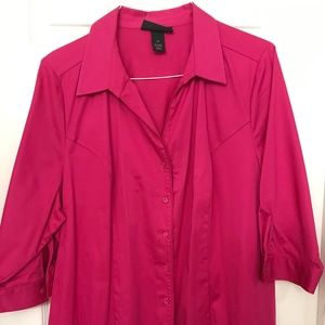 Pink Mid Sleeve Button-Front Shirt